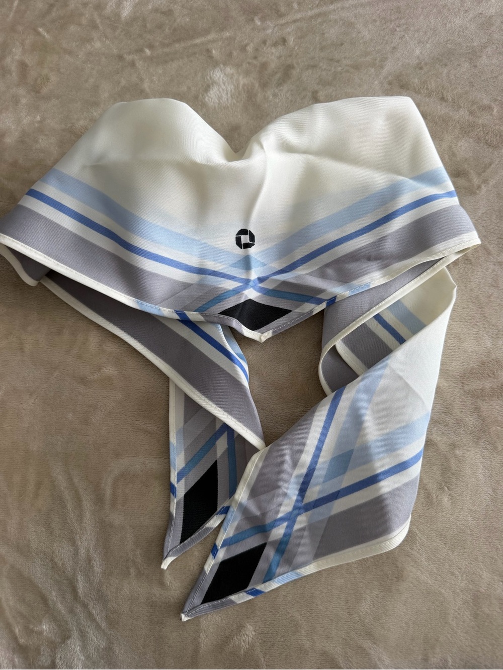 Lands' End White Scarf with Light Blue and Gray Stripes - never worn!